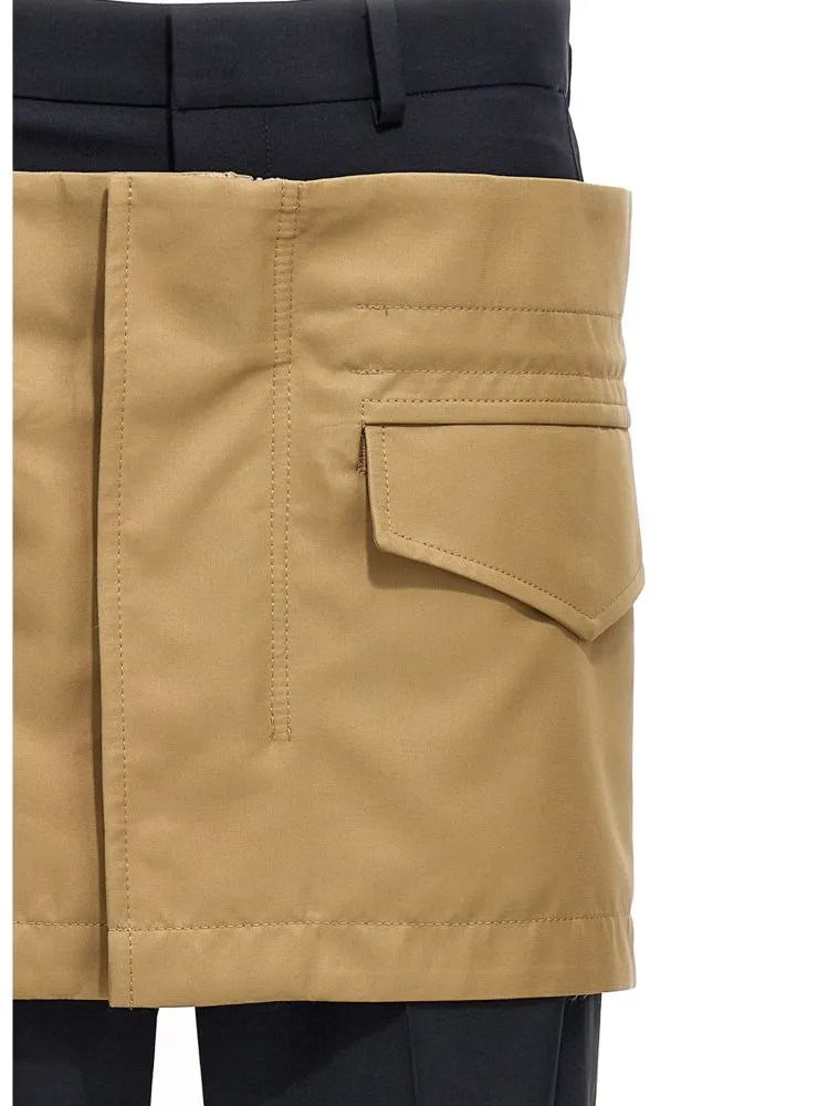 Miniskirt Insert Straight Leg Pants