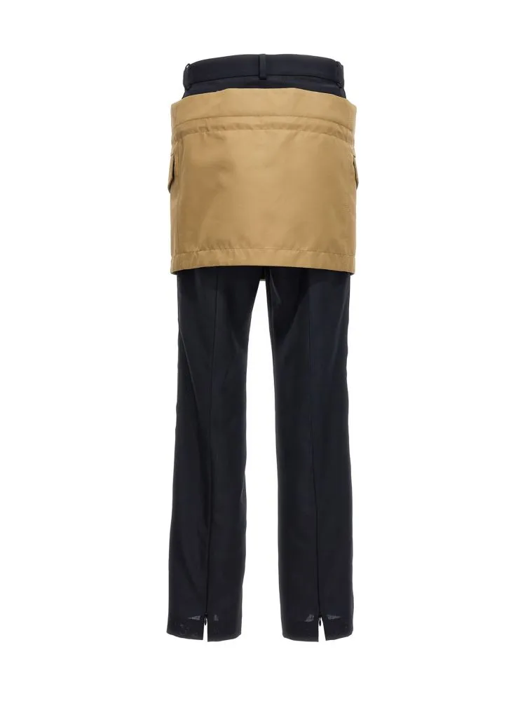 Miniskirt Insert Straight Leg Pants