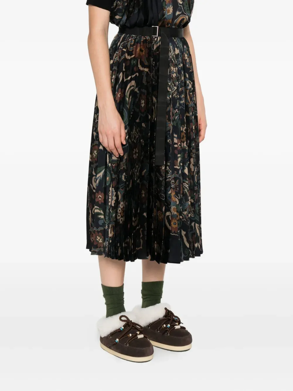 Paisley Print Pleated Skirt