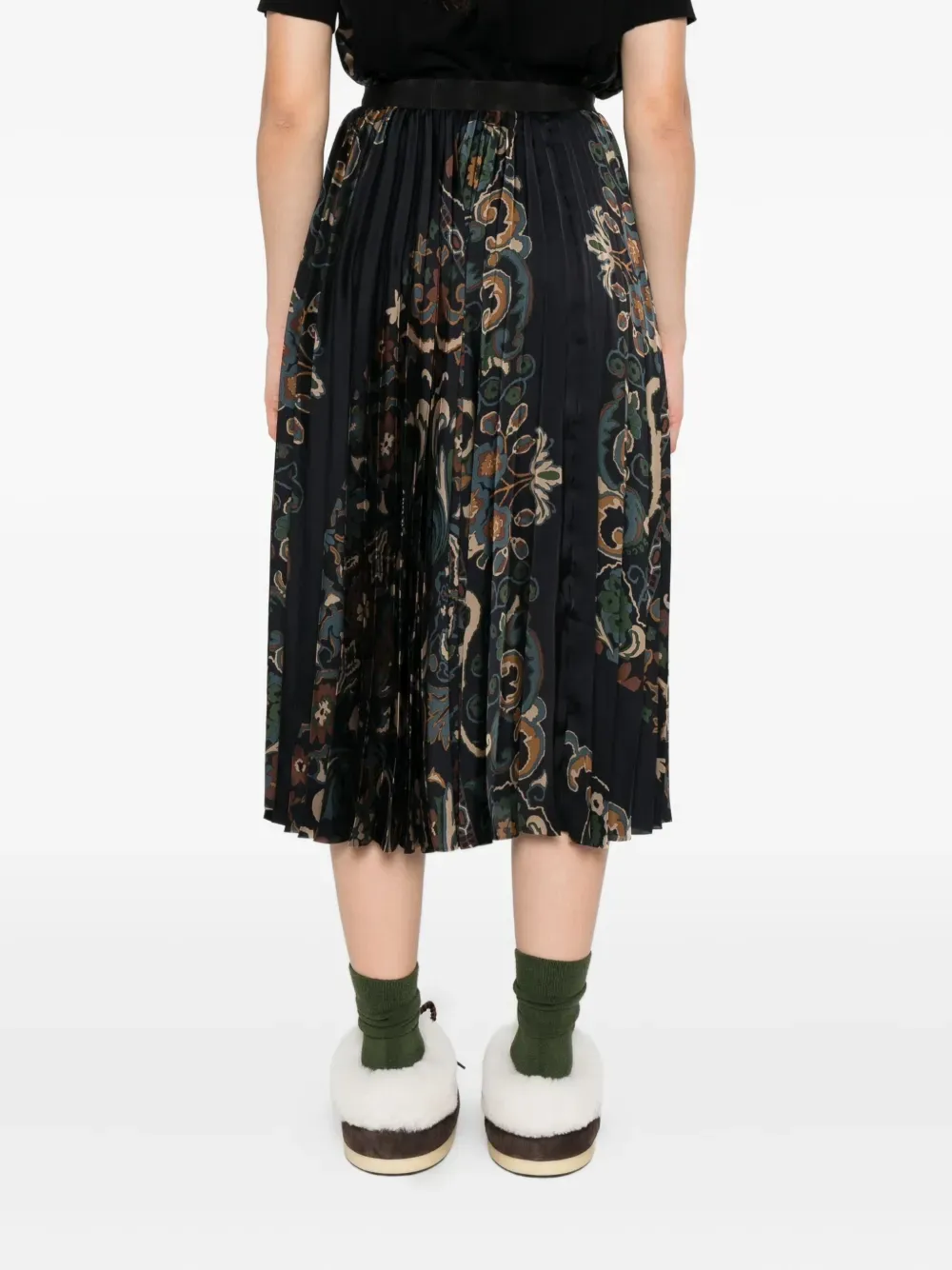 Paisley Print Pleated Skirt