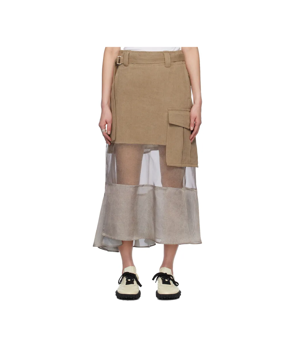 Mix Denim Maxi Skirt