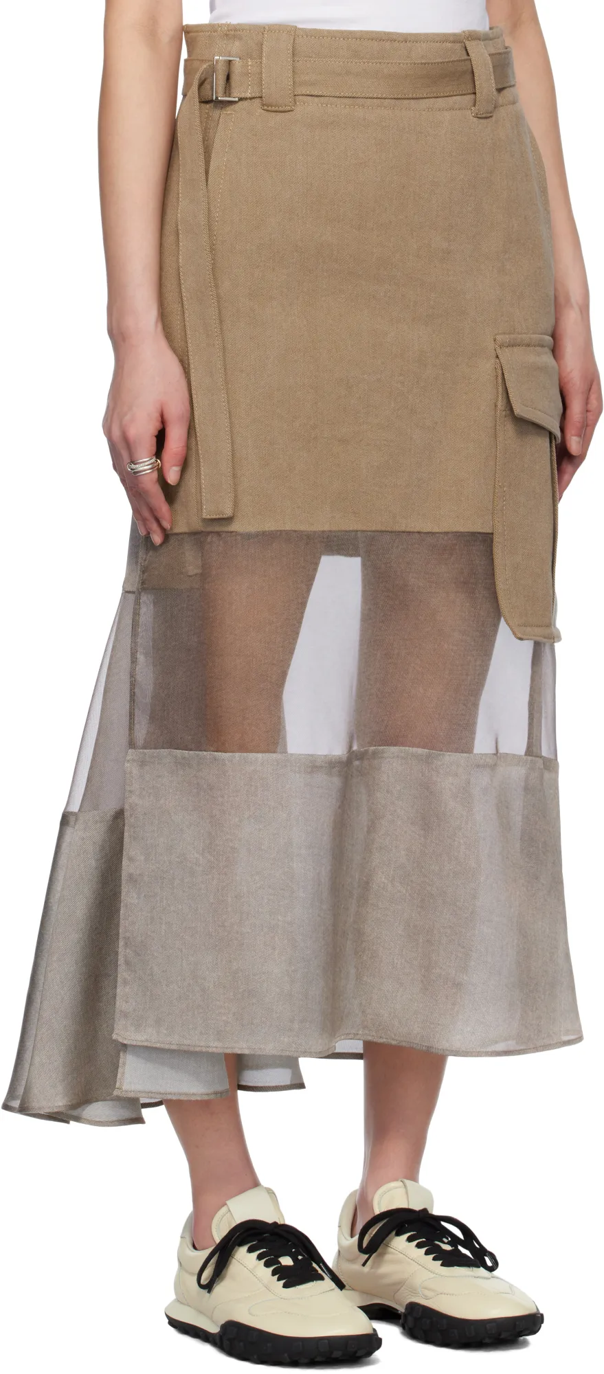 Mix Denim Maxi Skirt