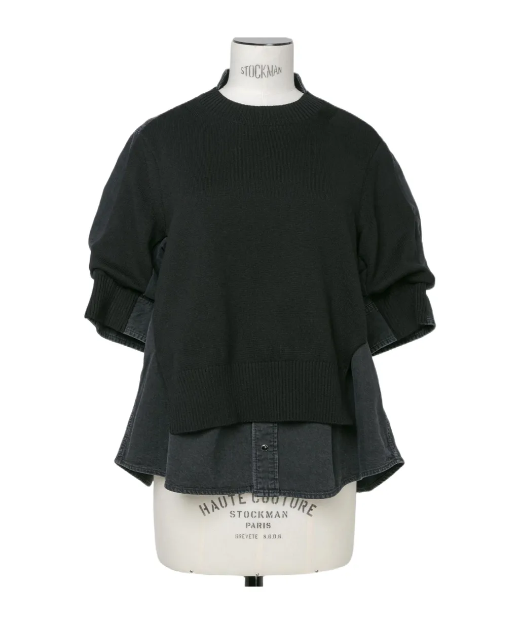 Knitted-Panel Blouse