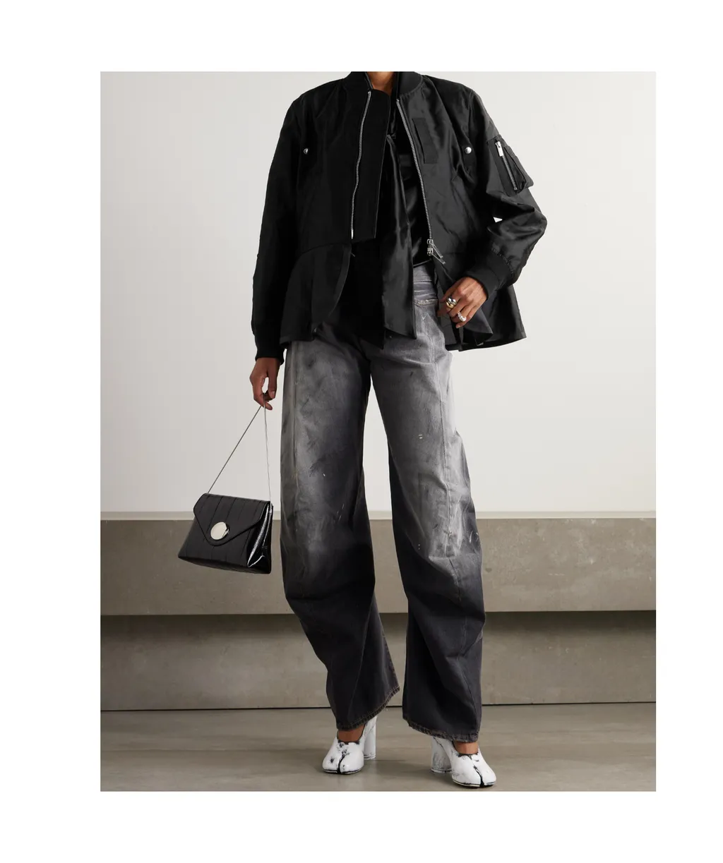 Zipped Twill Bomber Jacket