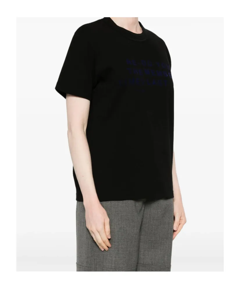 Flocked-Slogan T-Shirt