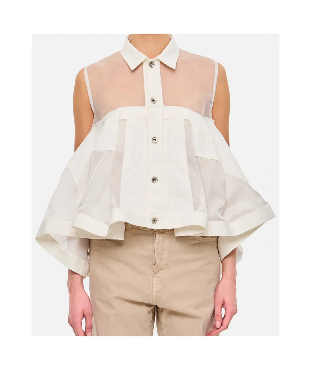 Sheer Panel Peplum Shirt