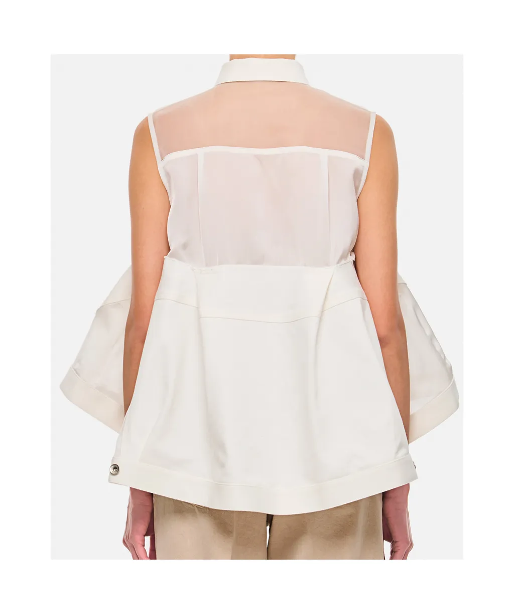Sheer Panel Peplum Shirt