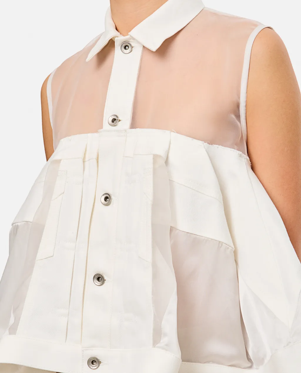Sheer Panel Peplum Shirt