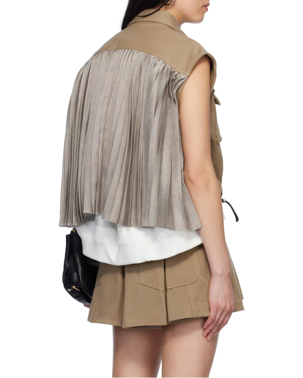 Collared Pleated Sleeveless Shirt