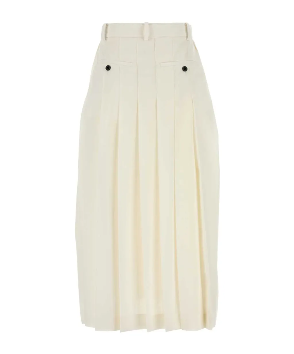 Belted Pleated Midi Skirt