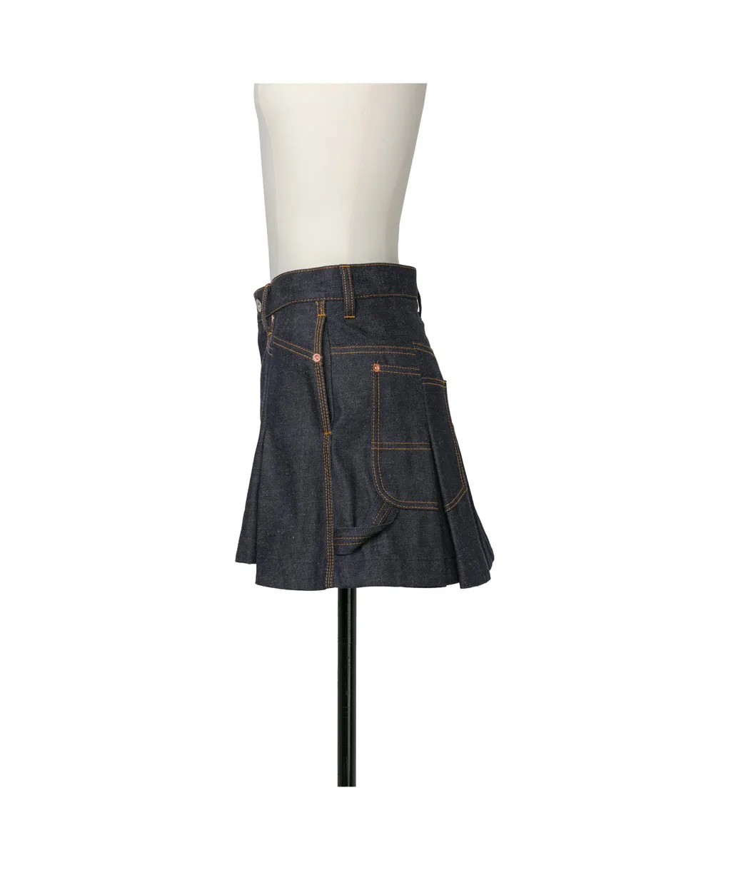 Pleated Denim Shorts