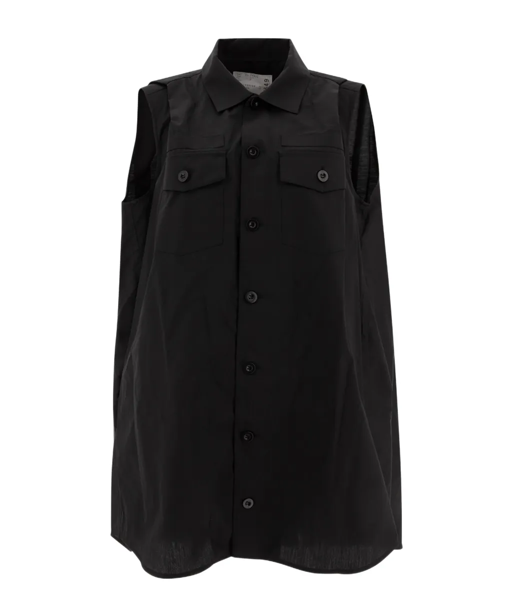 Box-Pleat Detailed Sleeveless Shirt Dress