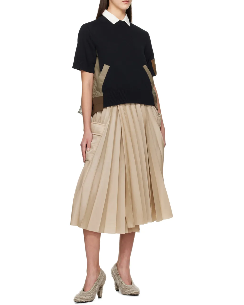 Spliced Round-Neck Sweater