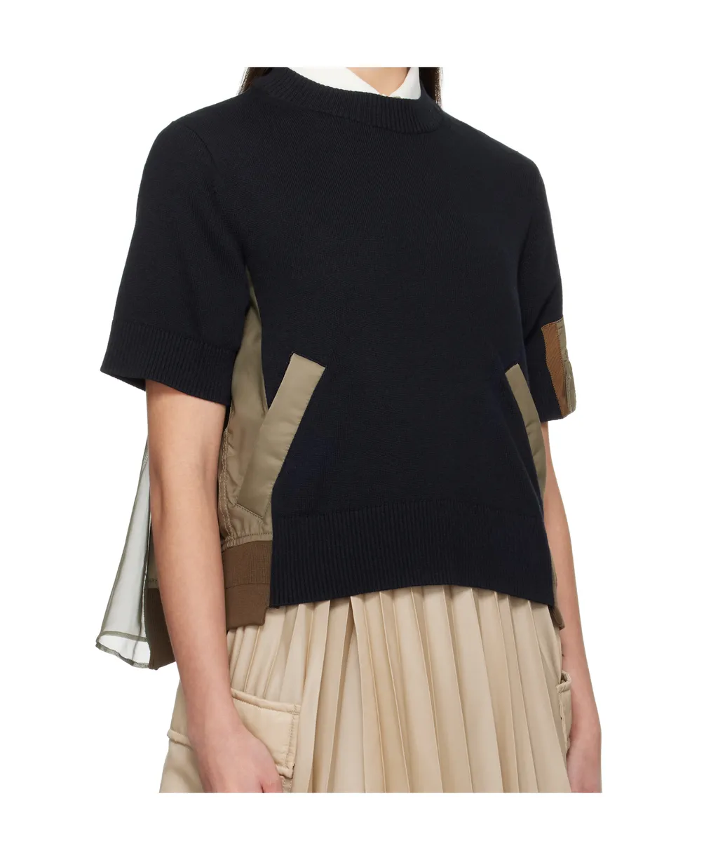 Spliced Round-Neck Sweater