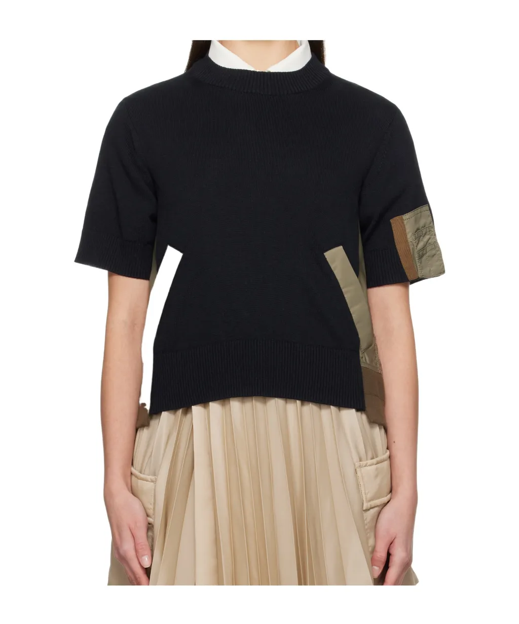 Spliced Round-Neck Sweater