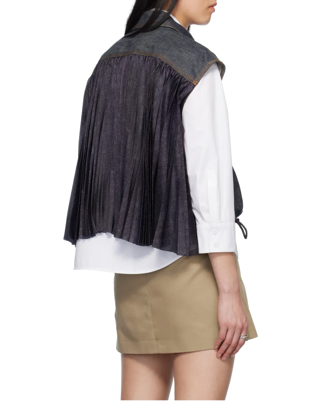 Collared Pleated Sleeveless Shirt