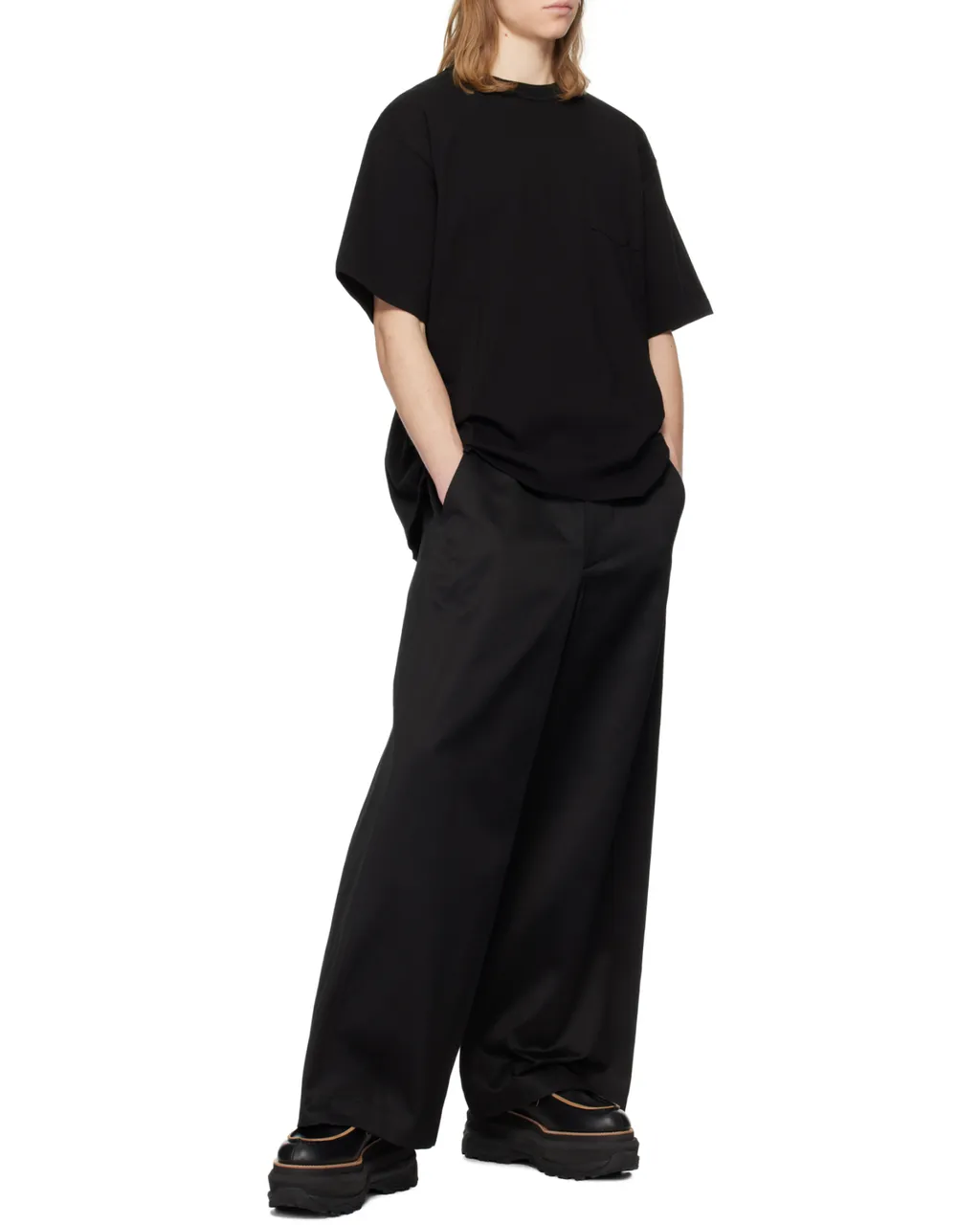 Twill Wide-Leg Trousers