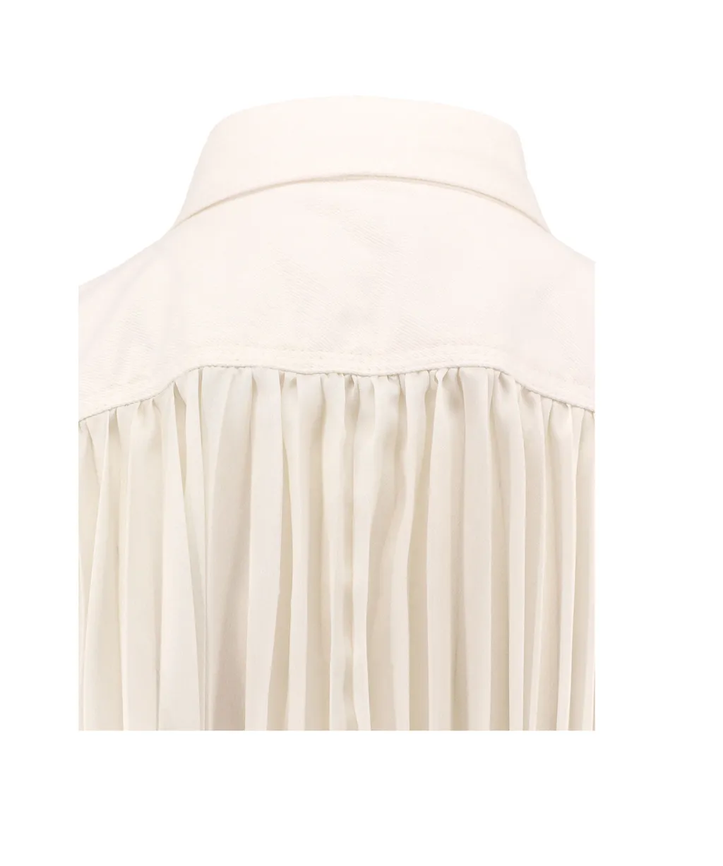 Collared Pleated Sleeveless Shirt