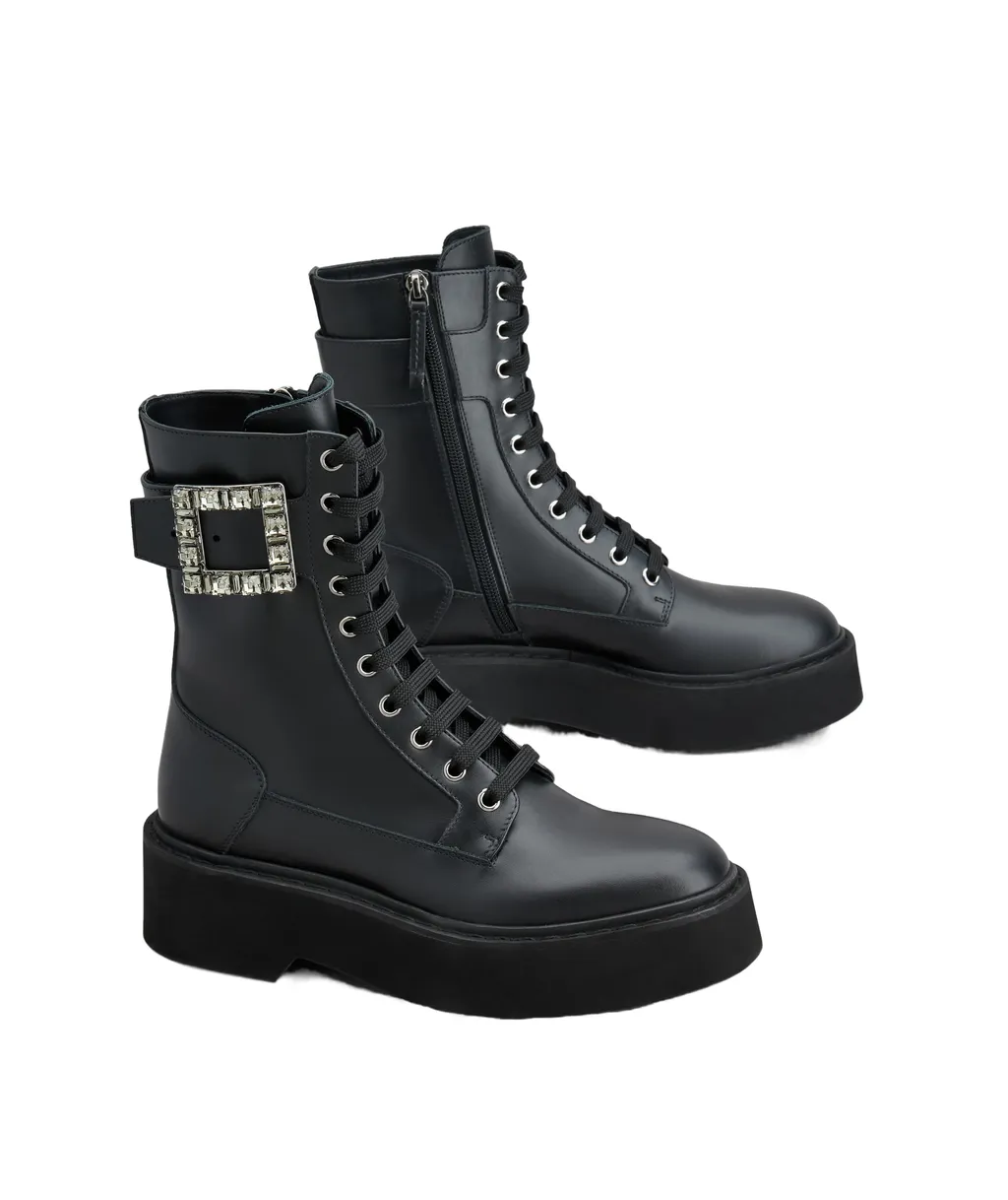 Viv' Ranger Embellished Buckle Combat Boots