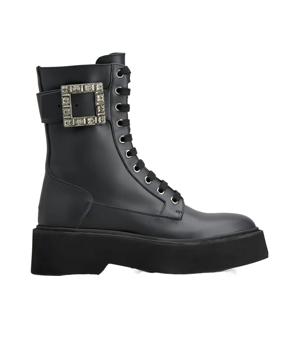 Viv' Ranger Embellished Buckle Combat Boots