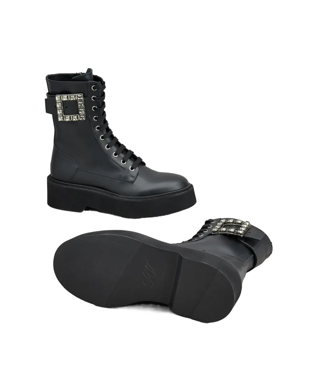 Viv' Ranger Embellished Buckle Combat Boots