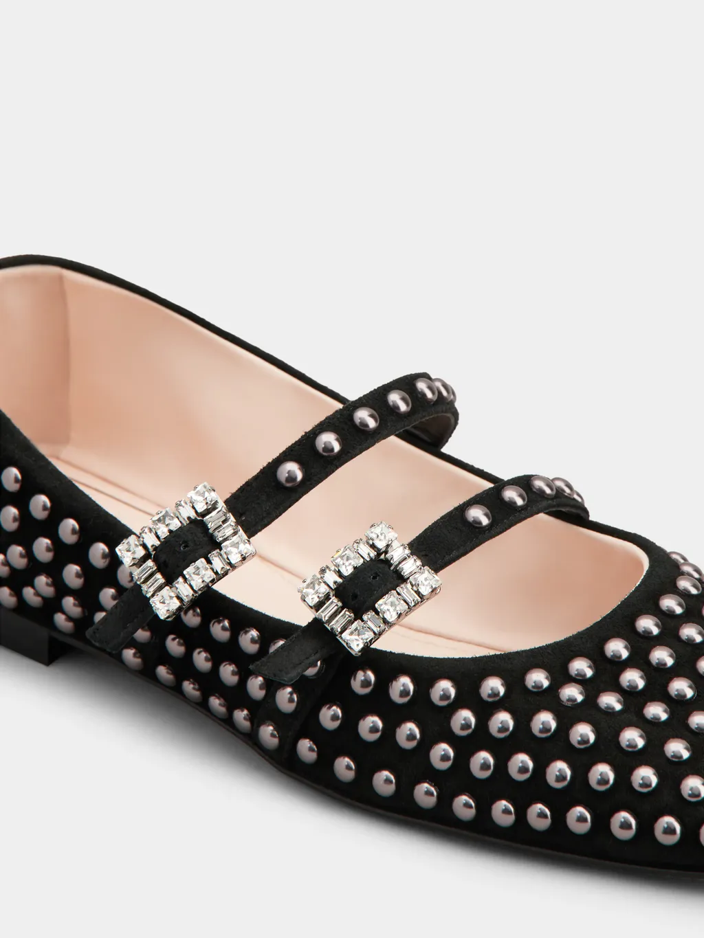 Stud Embellished Buckle Strap Flat Shoes