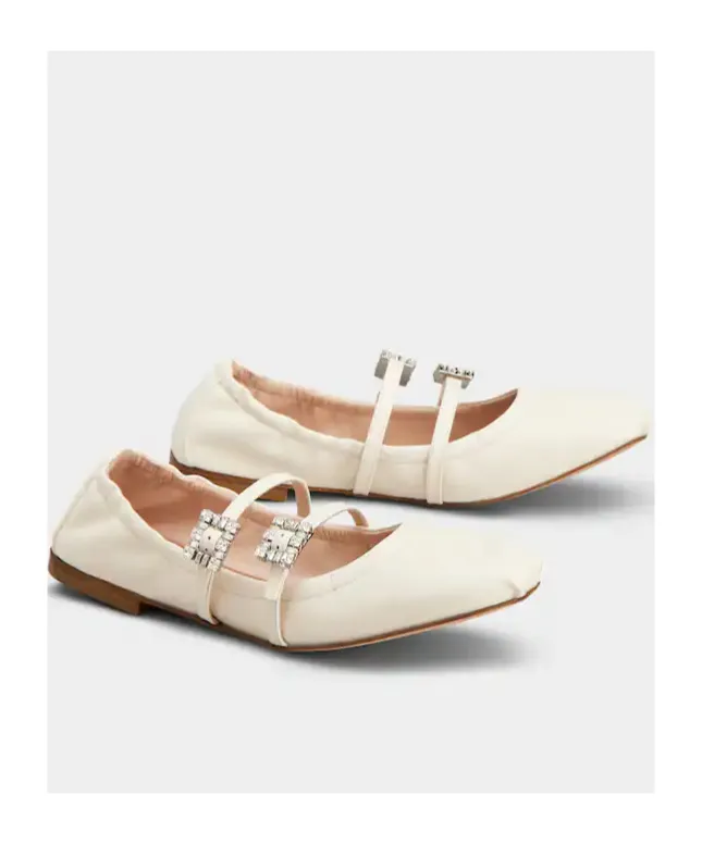 Strap Buckle Embellished Ballet Flats