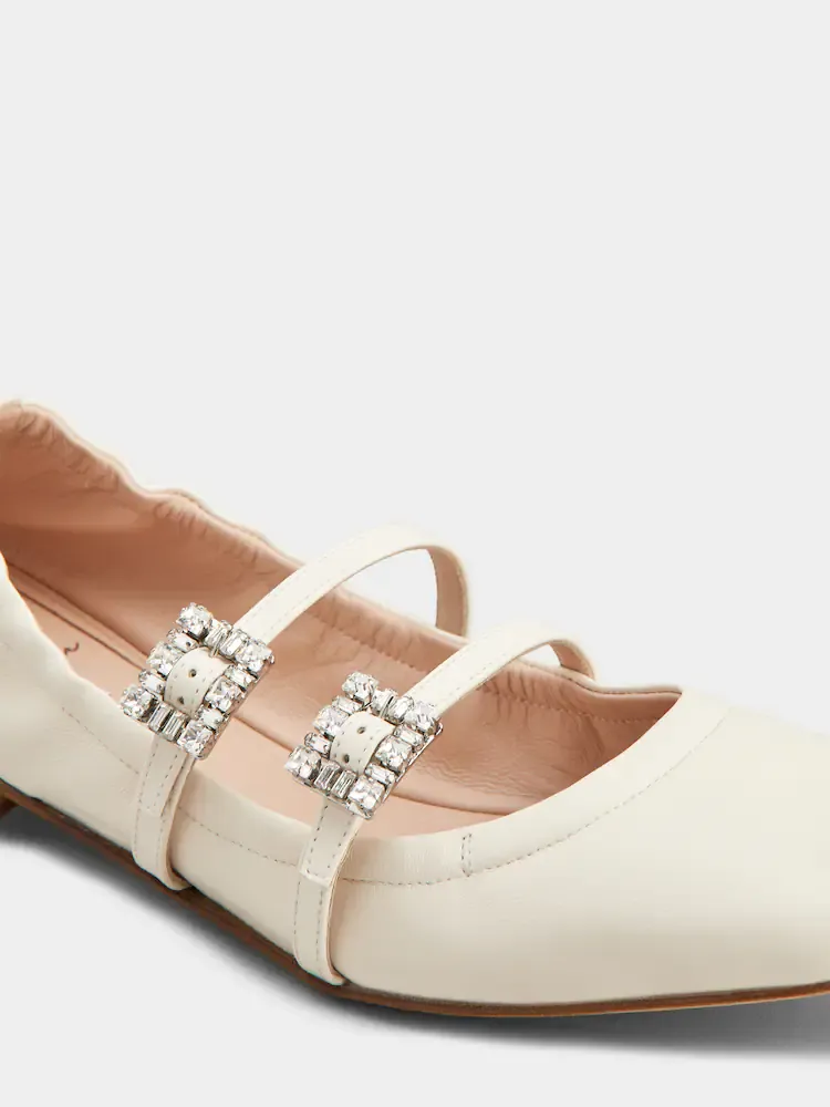 Strap Buckle Embellished Ballet Flats