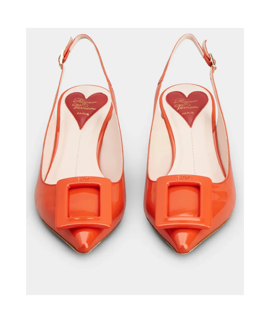 Virgule Lacquered Buckle Slingback Pumps