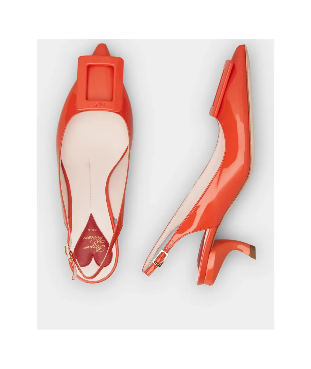 Virgule Lacquered Buckle Slingback Pumps