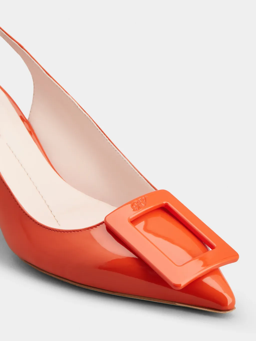 Virgule Lacquered Buckle Slingback Pumps