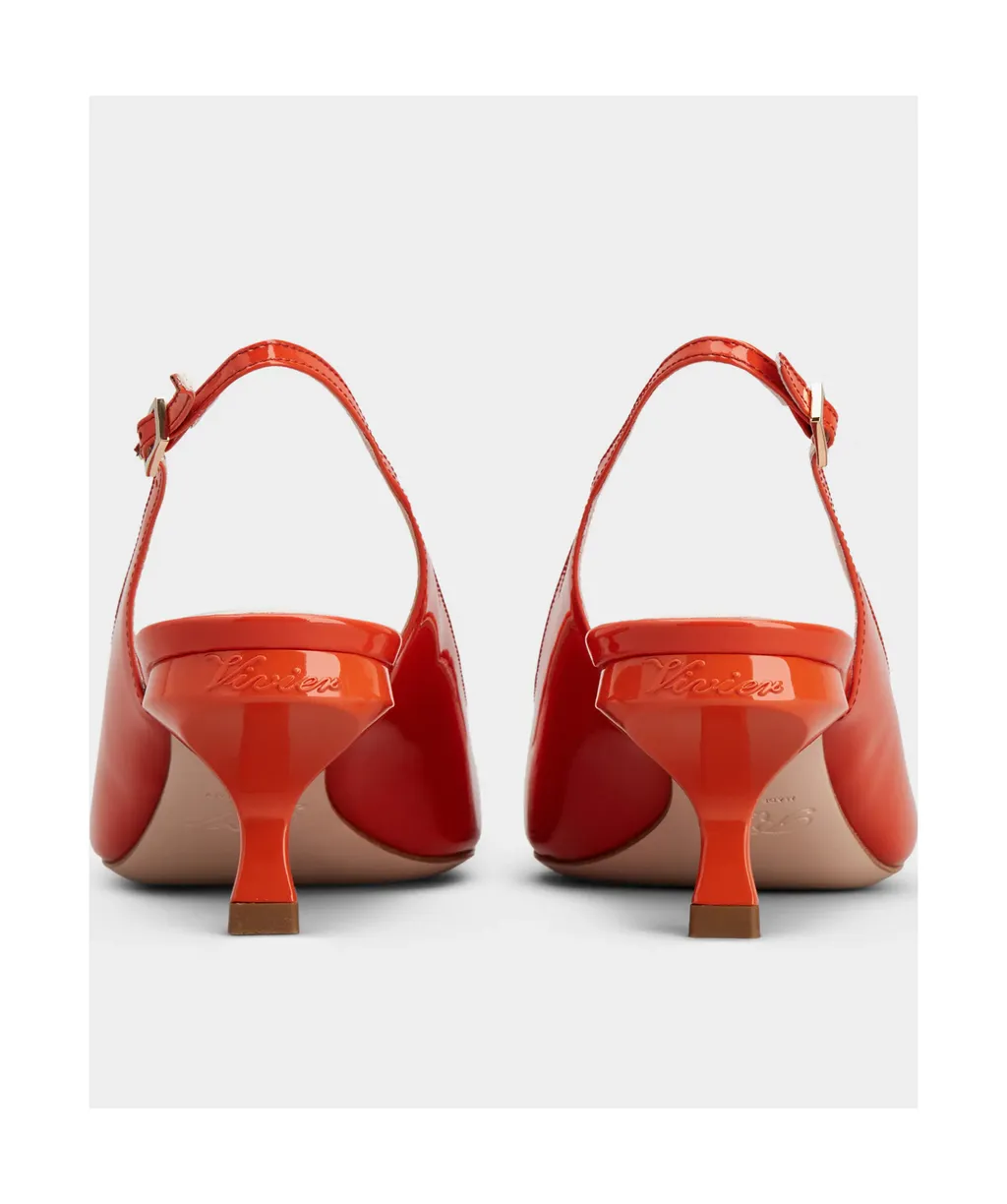 Virgule Lacquered Buckle Slingback Pumps