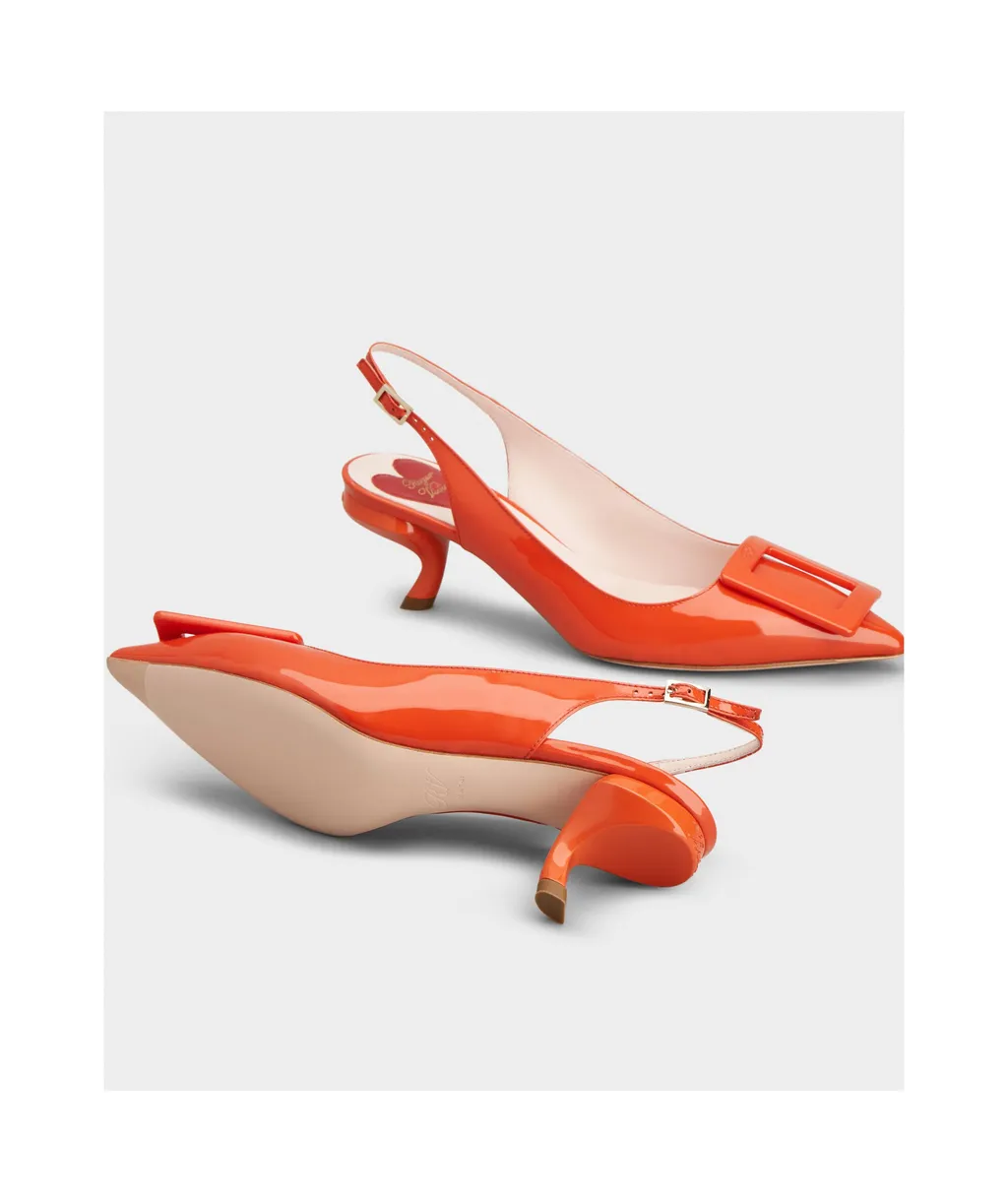 Virgule Lacquered Buckle Slingback Pumps