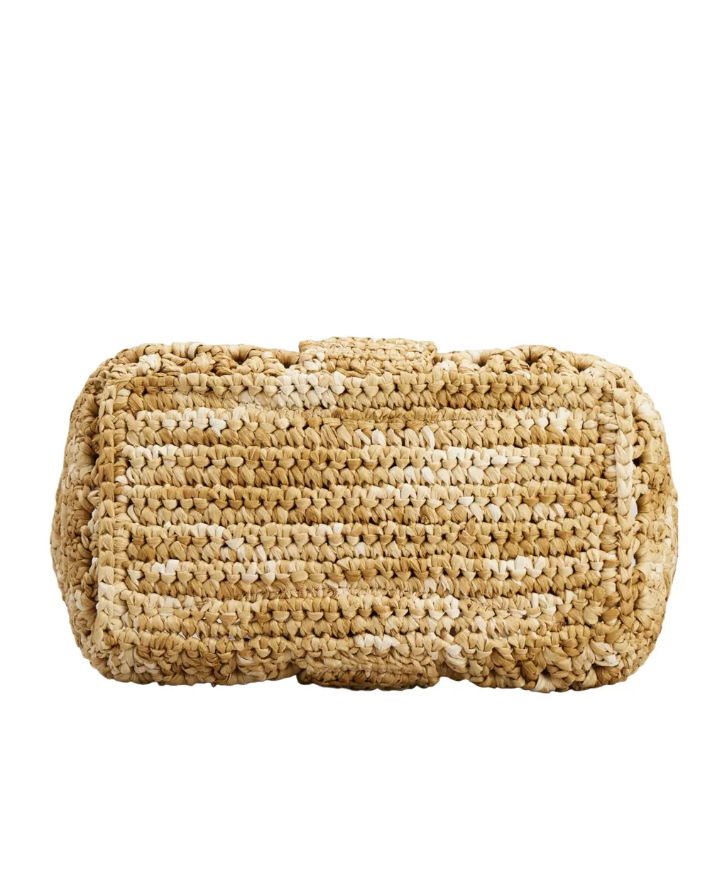 Logo Engraved Woven Shoulder Bag