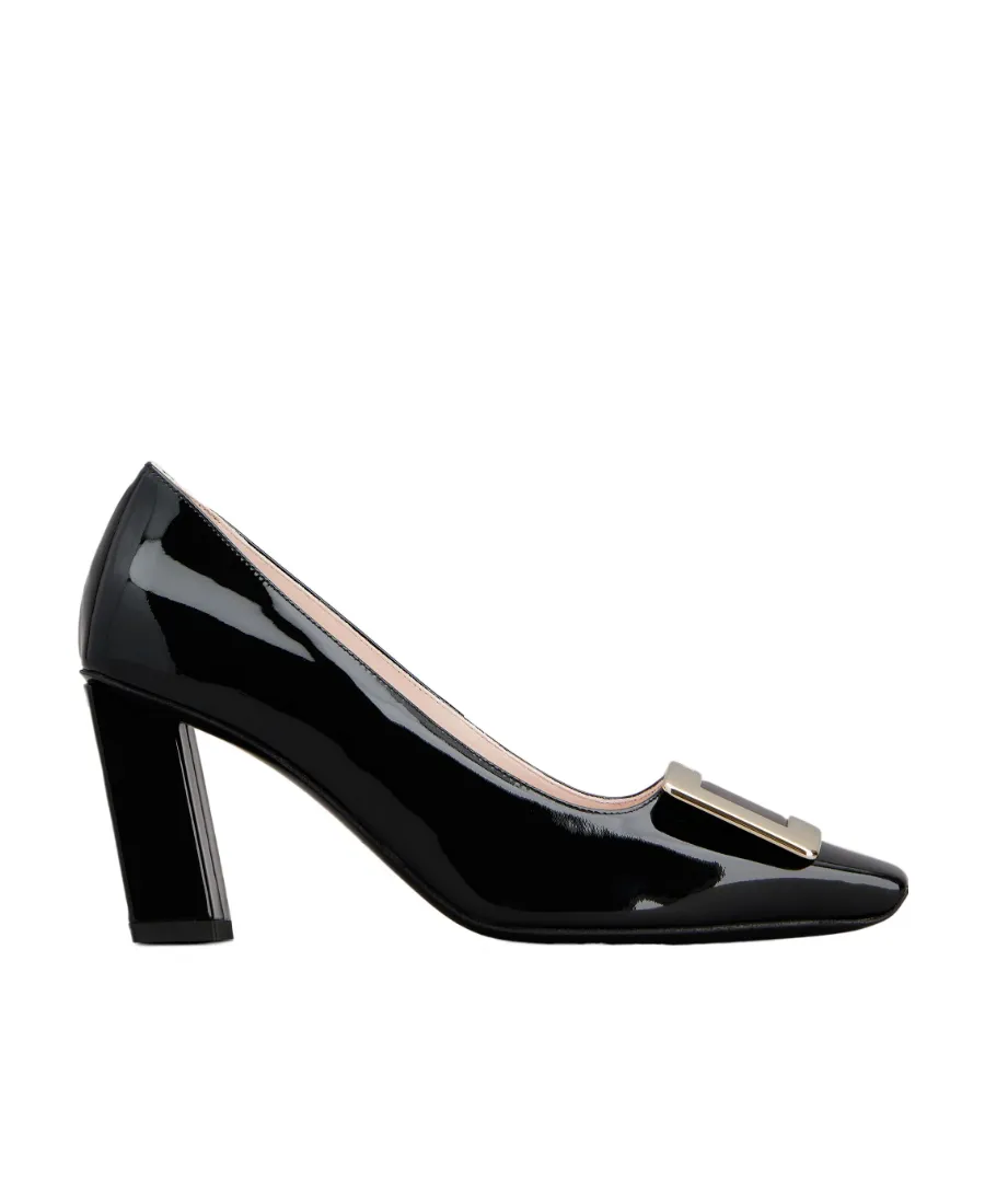 Logo Engraved Block Heel Pumps