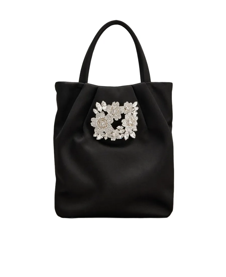 Drape Pocket Bouquet Buckle Embellished Micro Tote Bag