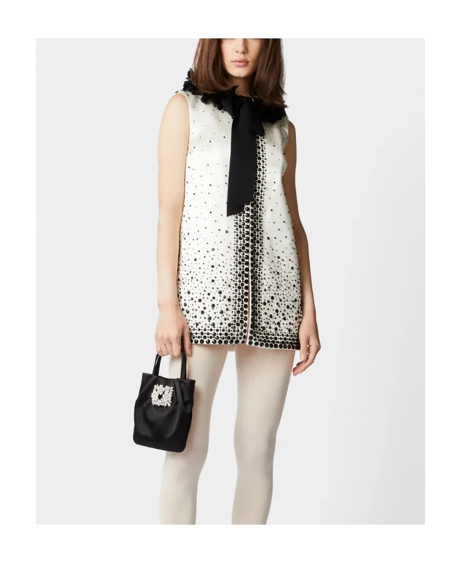 Drape Pocket Bouquet Buckle Embellished Micro Tote Bag