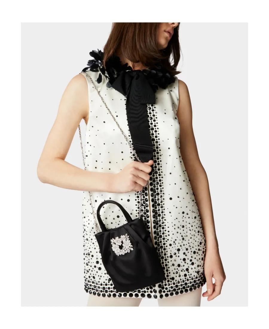 Drape Pocket Bouquet Buckle Embellished Micro Tote Bag