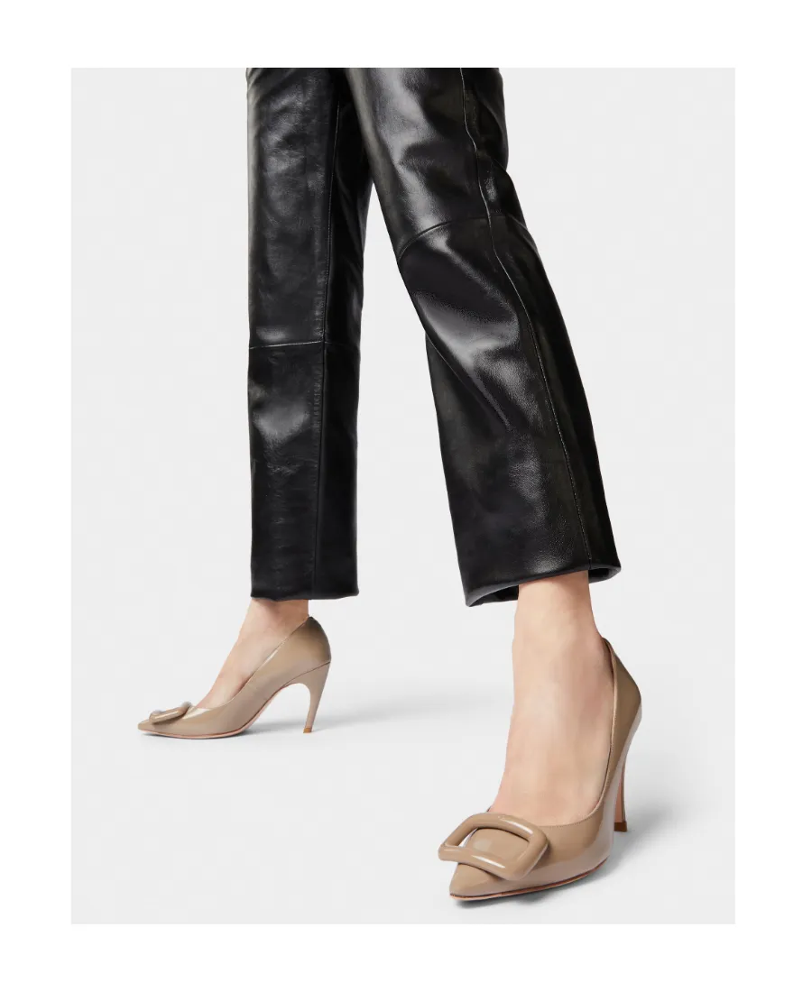 Viv' Choc Lacquered Buckle Pumps