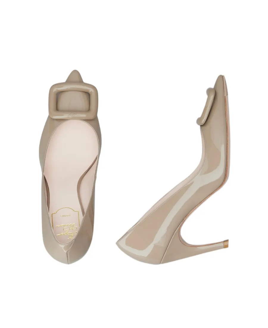 Viv' Choc Lacquered Buckle Pumps
