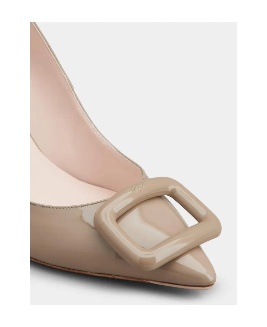 Viv' Choc Lacquered Buckle Pumps