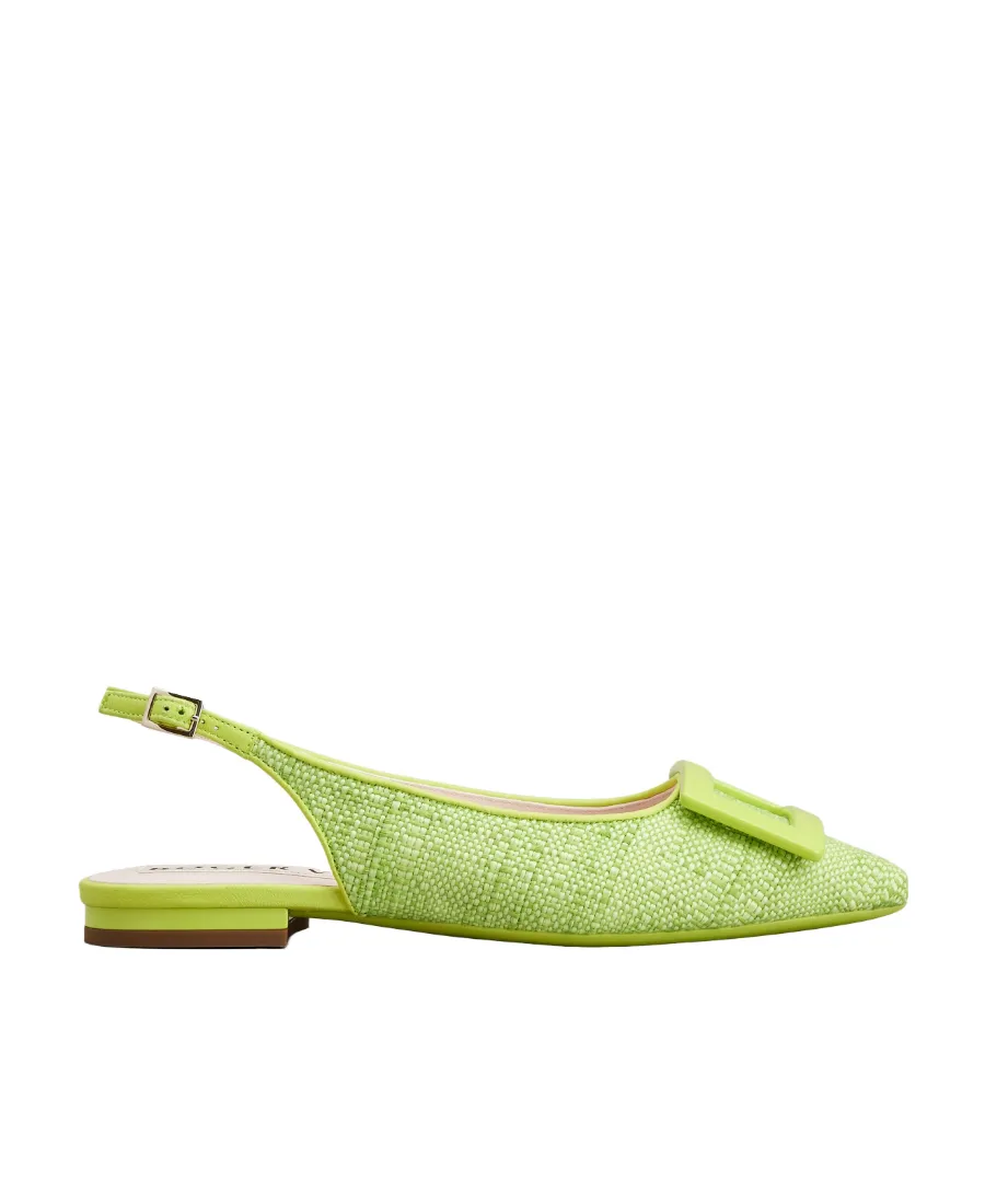 Gommettine Lacquered Buckle Slingback Piping Ballerinas
