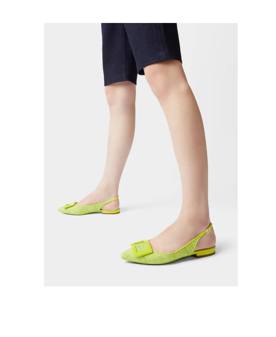 Gommettine Lacquered Buckle Slingback Piping Ballerinas