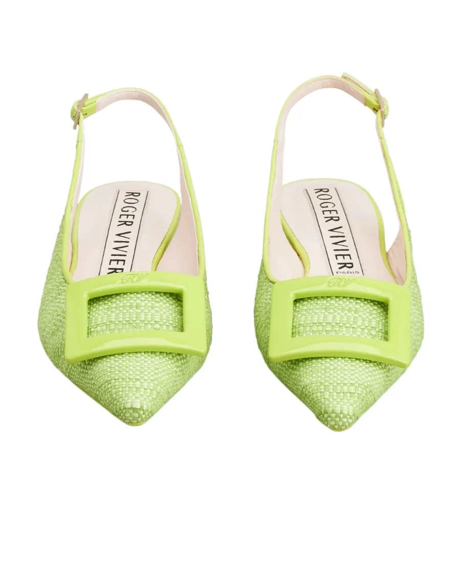 Gommettine Lacquered Buckle Slingback Piping Ballerinas