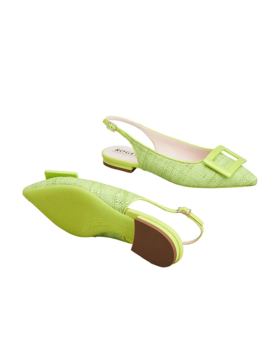Gommettine Lacquered Buckle Slingback Piping Ballerinas