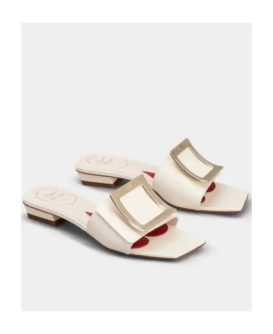 Belle Vivier Metal Buckle Mules