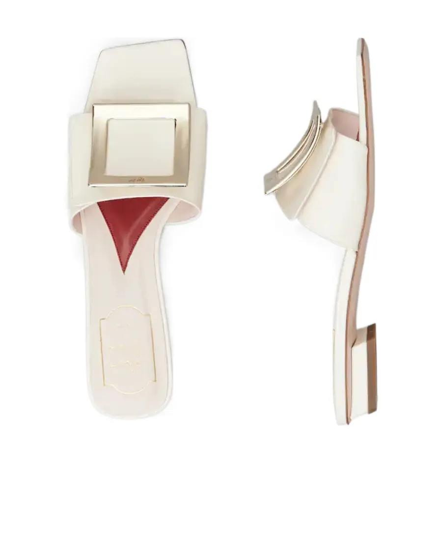 Belle Vivier Metal Buckle Mules