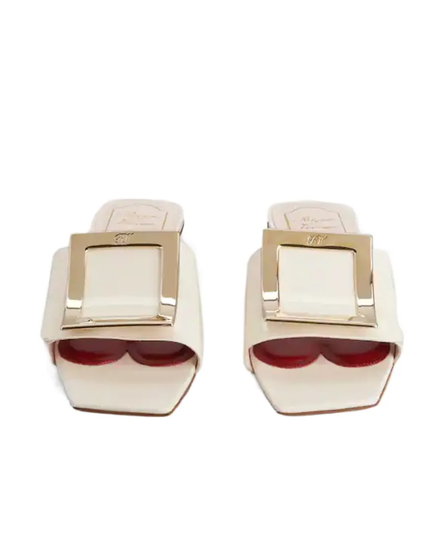 Belle Vivier Metal Buckle Mules