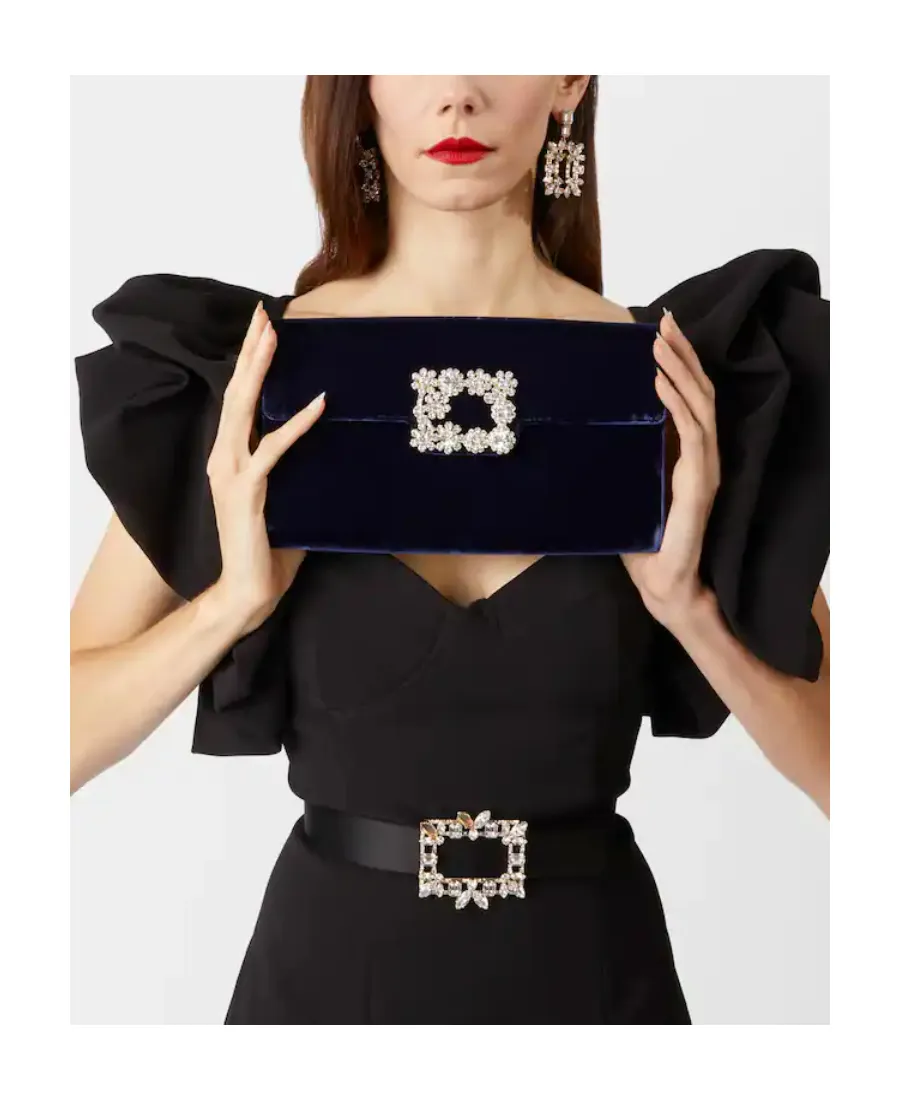 Flower Strass Buckle Clutch Bag