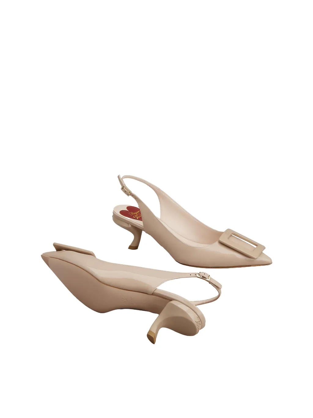 Virgule Lacquered Buckle Slingback Pumps